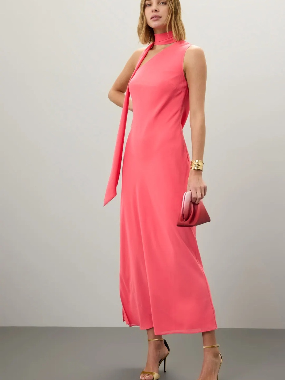 Ronny Kobo x RTR Coral One Shoulder Dress